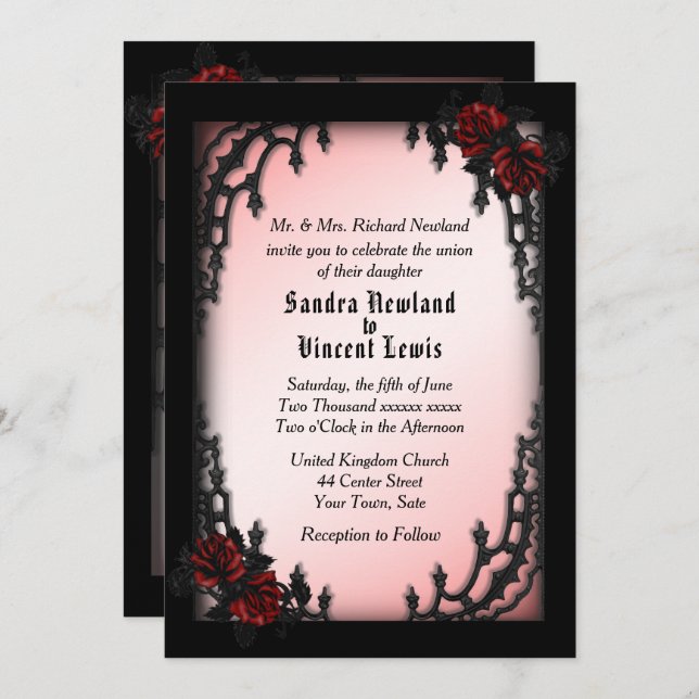French Quarter Gothic Wedding Theme Invitation (Front/Back)