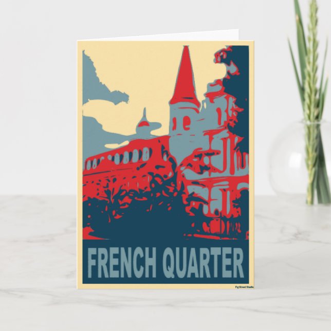 French Quarter in Blue and Red Card (Front)