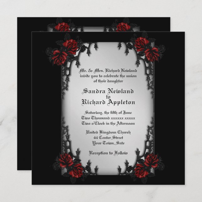 French Quarter Iron Goth Theme Wedding Invitation (Front/Back)