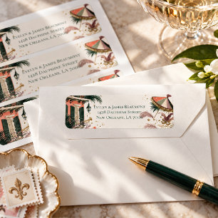 French Quarter Mardi Gras Watercolor Address Return Address Label