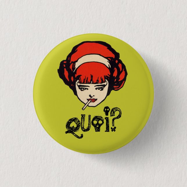 French Quoi Smoking Punk Retro Green 3 Cm Round Badge (Front)