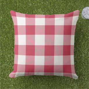 French Raspberry and White Buffalo Plaid Cushion
