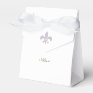 French Regency Purple Fleur de Lis Merci Wedding Favour Box