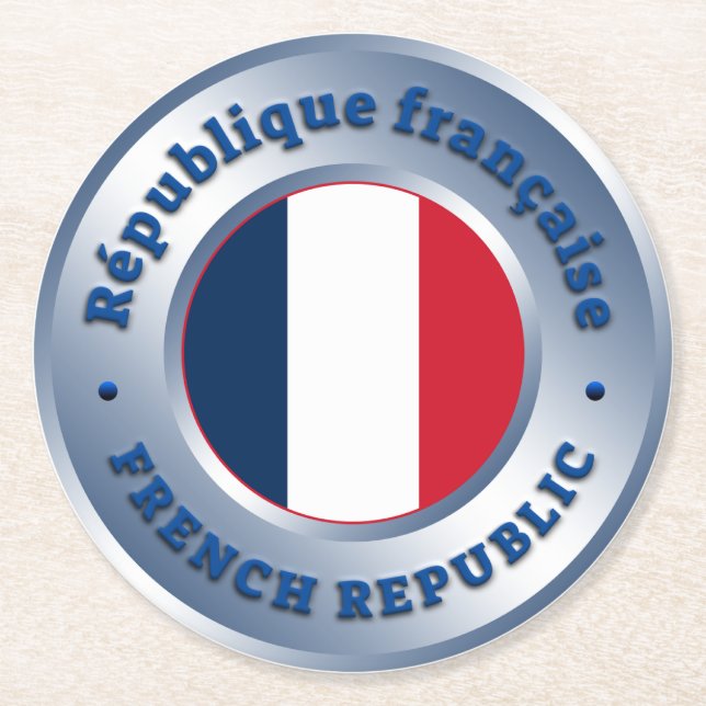 French Republic Round Paper Coaster (Front)