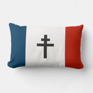 French resistance flag France symbol war cross his Lumbar Cushion