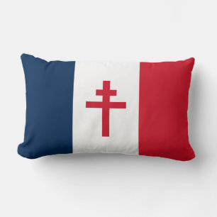 French resistance flag France symbol war cross his Lumbar Cushion