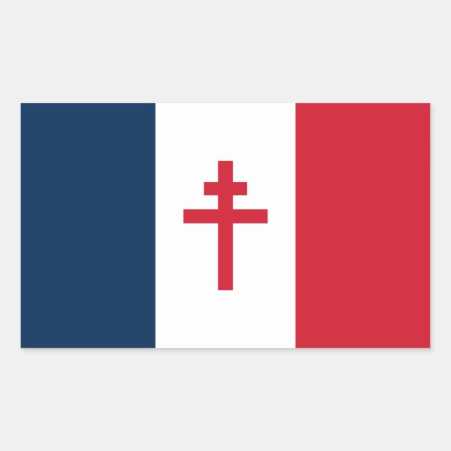 French resistance flag France symbol war cross his Rectangular Sticker (Front)
