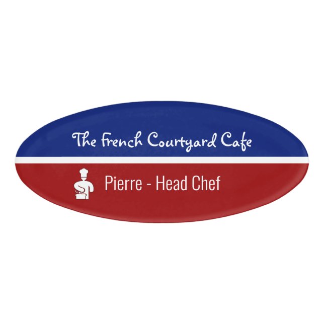 French Restaurant Chef And Staff Name Tag (Front)