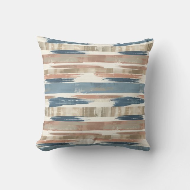 French Retro Brush Stripe Throw Pillow (Front)
