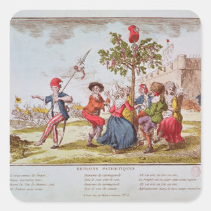 French revolutionaries dancing the carmagnole square sticker