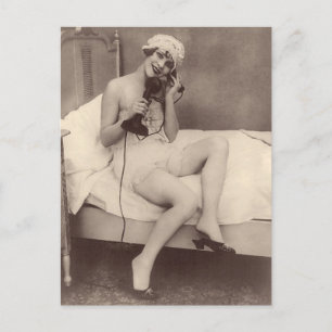 French Risqué Cute 1920's flapper girl Postcard