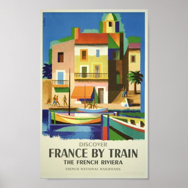 French Riviera by Train Travel Poster (Front)