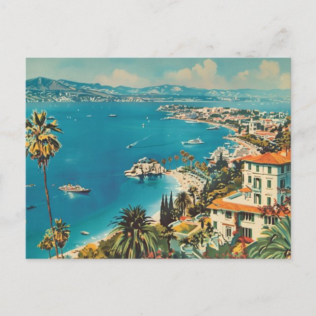 French Riviera, France Art Deco Travel Postcard (Front)