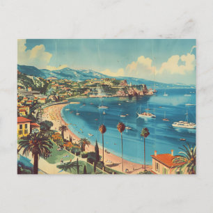 French Riviera, France Art Deco Travel Postcard
