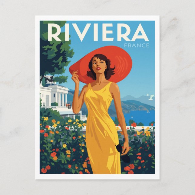 French Riviera Glamour Retro Postcard (Front)