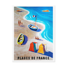 French riviera, people on beach, fishing boats