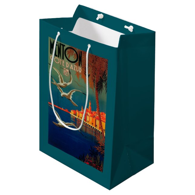 French Riviera Travel Poster # 1 Medium Gift Bag (Front Angled)