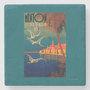 French Riviera Travel Poster # 1 Stone Coaster