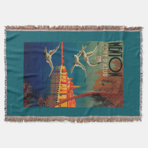 French Riviera Travel Poster # 1 Throw Blanket