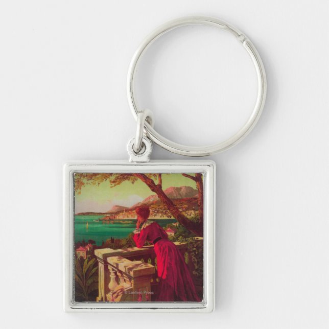 French Riviera Travel Poster # 2 Key Ring (Front)