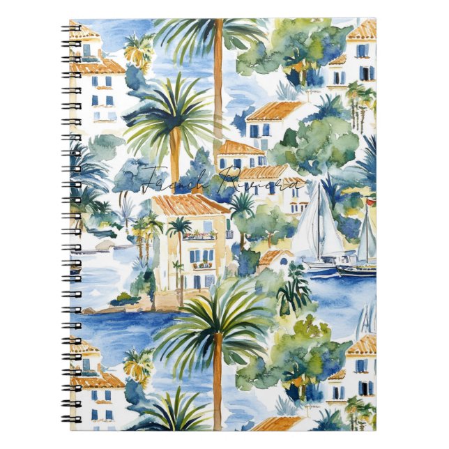 French Riviera Tropical Palm Trees Notebook (Front)