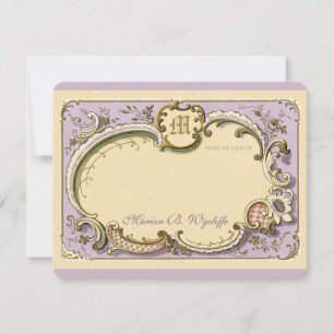 French Rococo Elegant Frame Antique Gold Lilac Card