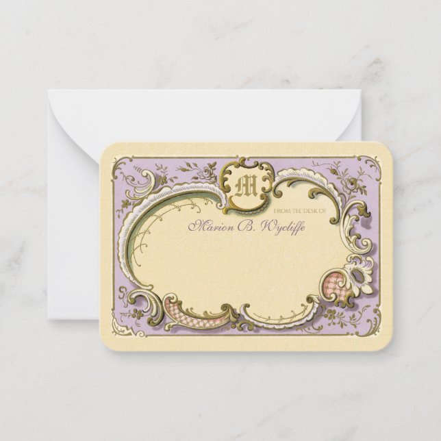 French Rococo Elegant Frame Antique Gold Lilac Card (Front)