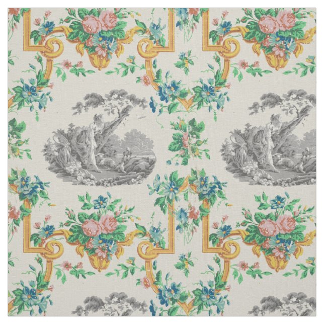 French Rococo François Boucher Vignette Pattern Fabric (Swatch)