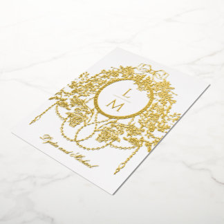 French Rococo Gold Foil Rose Monogram Wedding