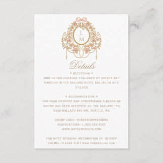 French Rococo Rose Monogram Wedding Enclosure Card