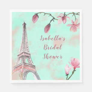 French Romance Paris Magnolia Bridal Shower Napkin