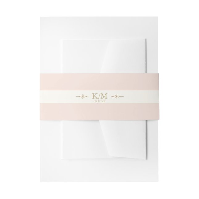 French Romance Wedding Blush ID870 Invitation Belly Band (Front Example)