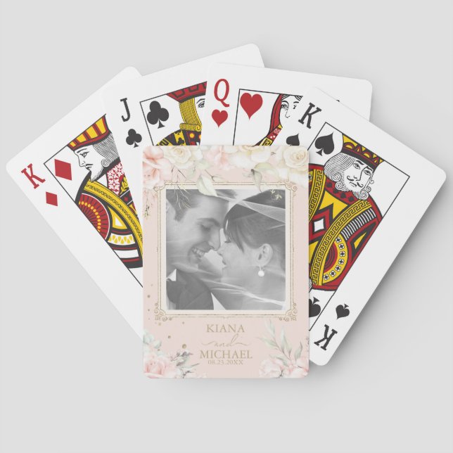 French Romance Wedding Photo Blush ID870 Playing Cards (Back)