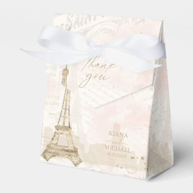 French Romance Wedding Thank You Blush ID870 Favour Box (Front Side)