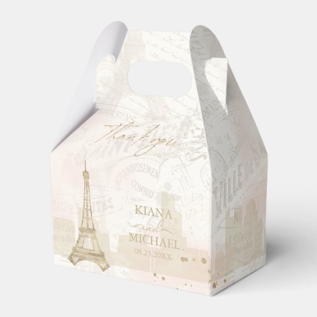 French Romance Wedding Thank You V2 Blush ID870 Favour Box (Front Side)