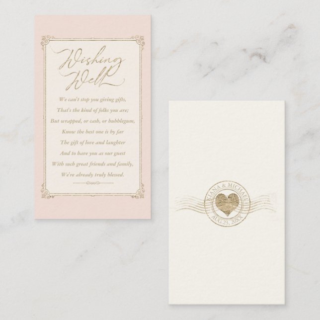 French Romance Wedding Wishing Well ID870 Enclosure Card (Front/Back)