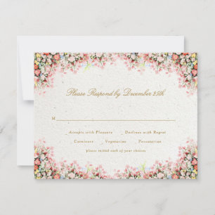 french romantic garden florals wedding RSVP card
