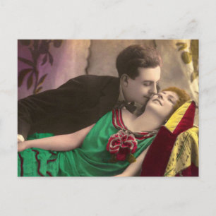 French Romantic Love Couple Vintage Postcard