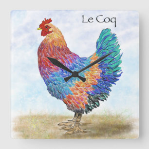 French Rooster Acrylic Wall Clock