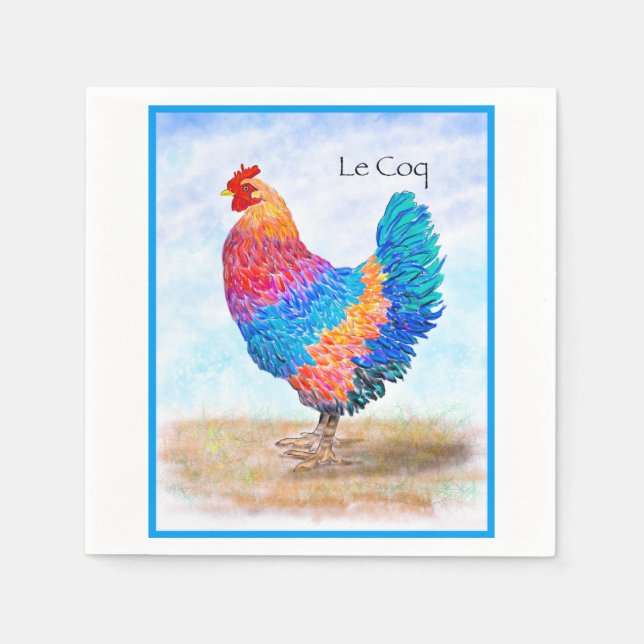French Rooster Paper Napkin (Front)
