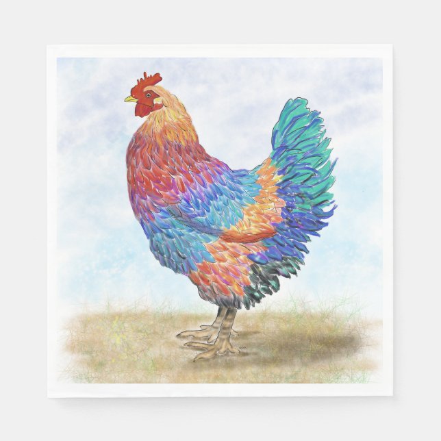 French Rooster Paper Napkin (Front)