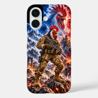 French Rooster Tactical Warrior Epic Battle Art iP iPhone 16 Case