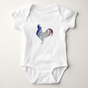 French rooster water colours flag baby bodysuit