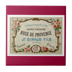 French Rose Parfum Label Ceramic Tile