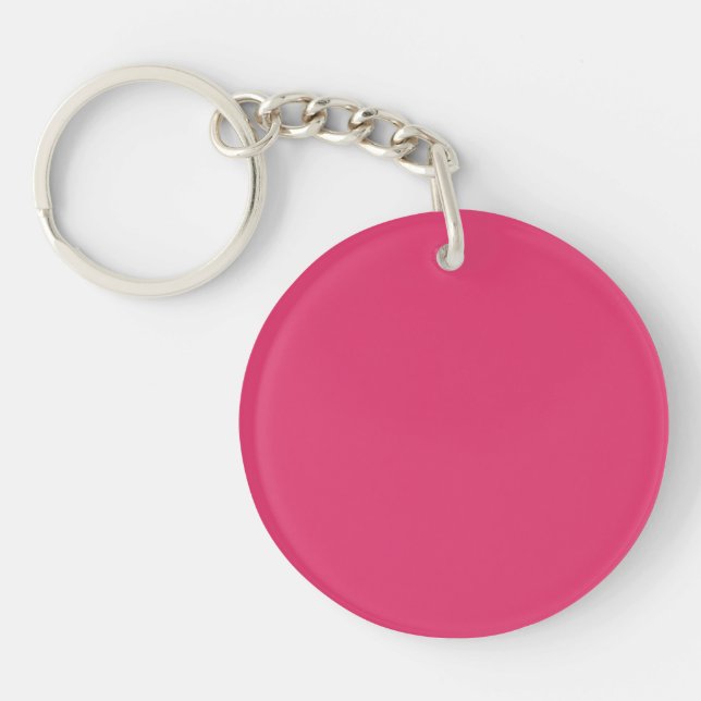 French Rose Pink Personalised Colour Background Key Ring (Front)