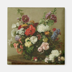 French Roses and Peonies, 1881 Magnet