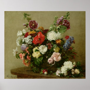 French Roses and Peonies, 1881 Poster