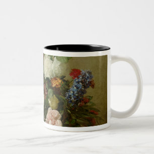 French Roses and Peonies, 1881 Two-Tone Coffee Mug
