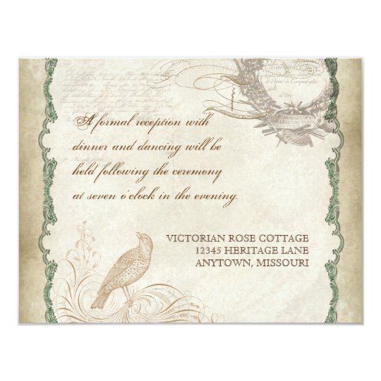 French Roses Love Birds Vintage Lace - Aqua Blue Card
