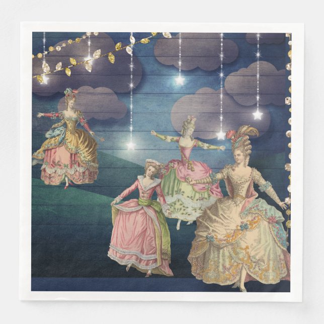 French Royals Dancing Under the Twinkling Lights Napkin (Front)